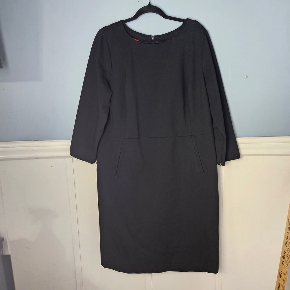 Spanx The Perfect Shift A Line Ponte  Dress 3/4 Sleeves Womens 1X Classic Black